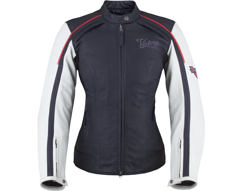 Women S Cascade Jacket Black White Leather Victory Motorcycles