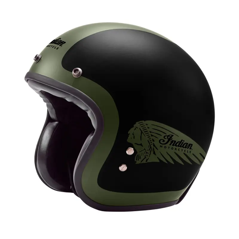 Ga naar beneden absorptie Eigen Open Face Helmet, Matte Black/Green | Indian Motorcycle