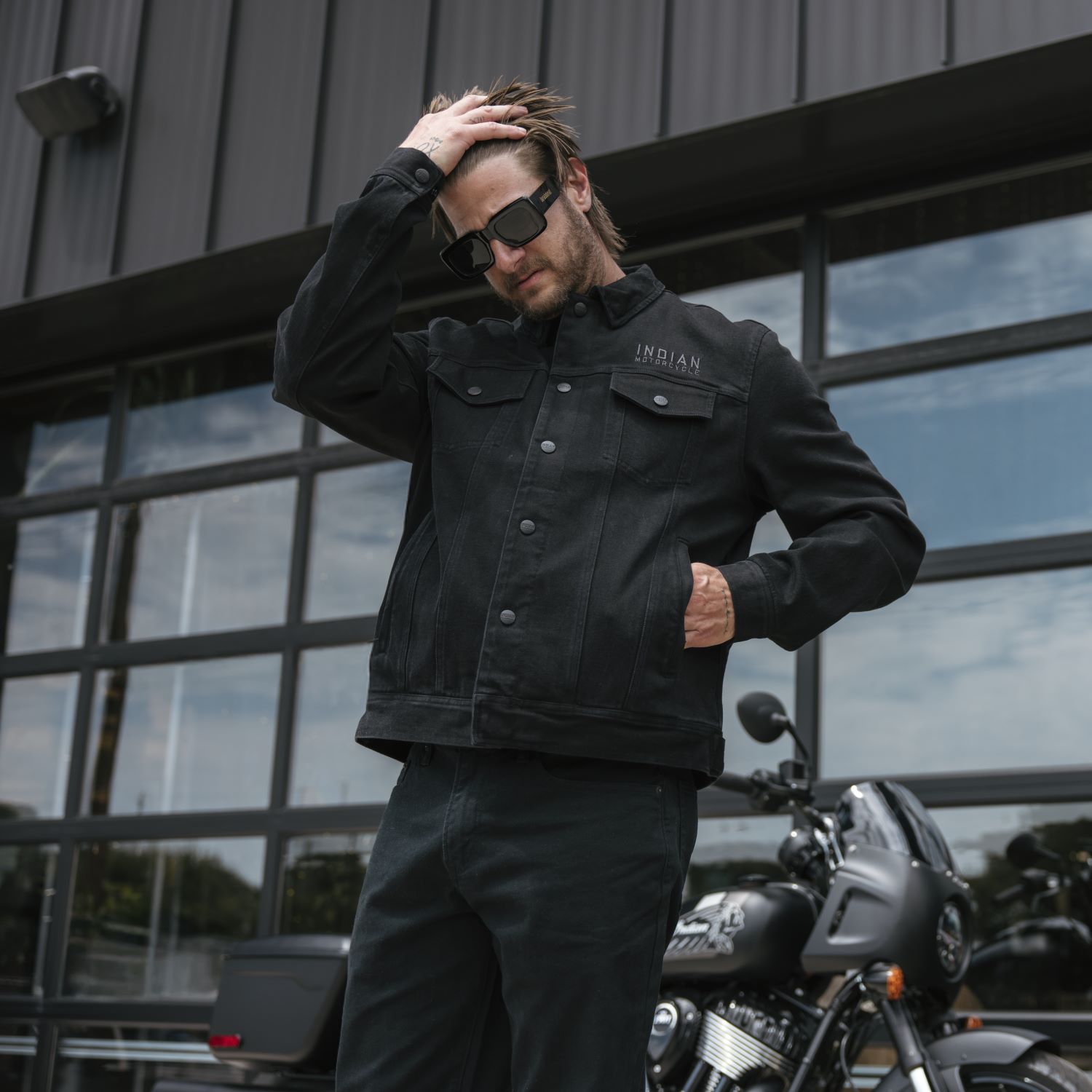 Indian Motorcycle ブラックジャケット XLサイズ Men's Rockingham Denim Jacket, Black | Indian Motorcycle