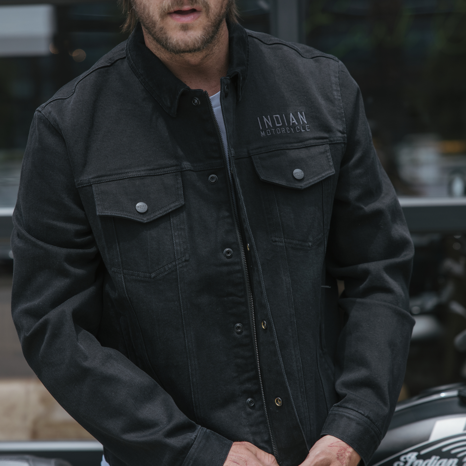 Indian Motorcycle ブラックジャケット XLサイズ Men's Rockingham Denim Jacket, Black | Indian Motorcycle