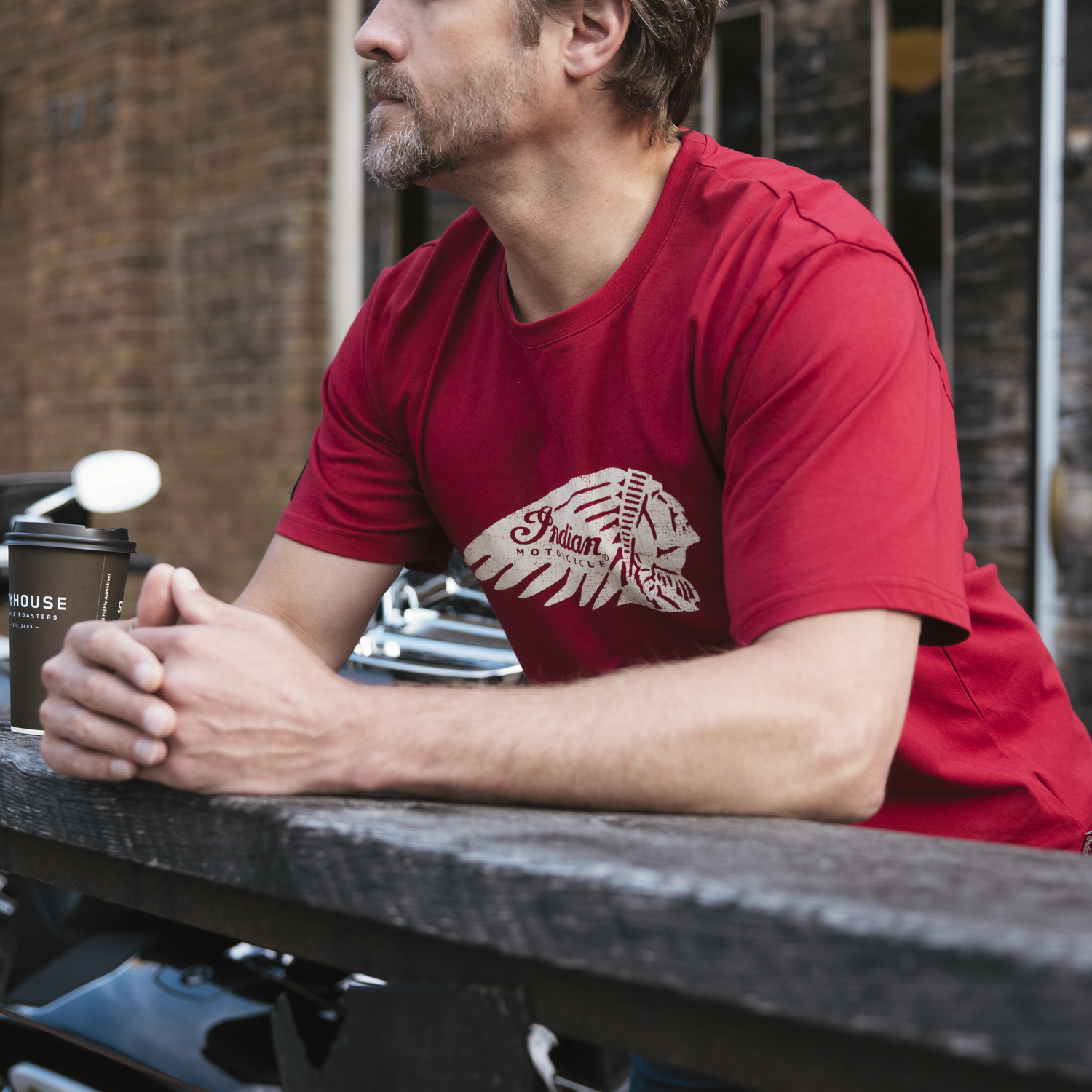 Men's Distressed Headdress T-Shirt, Red | Indian Motorcycle
