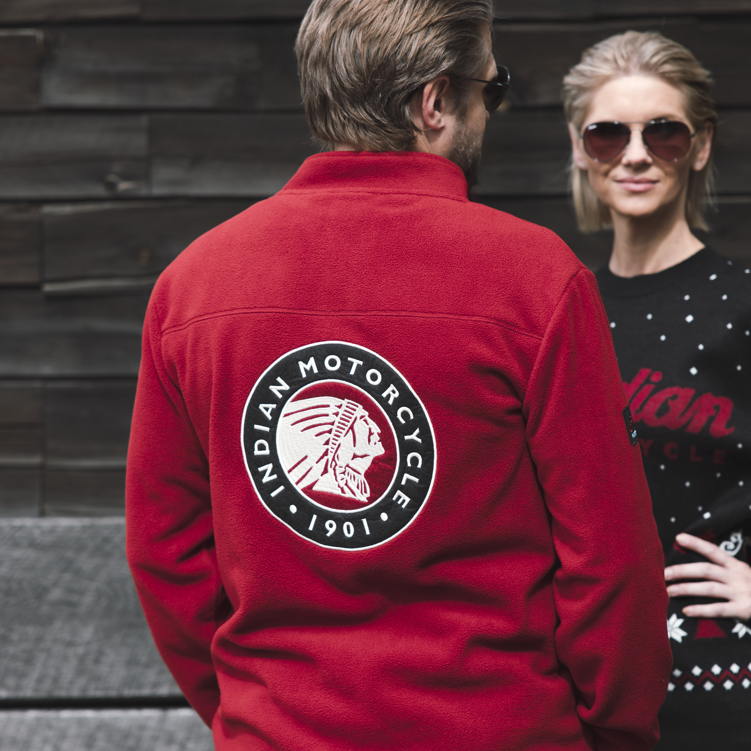 Indian Motorcycle レッド フード付きジャケット チマヨ柄 XL Men's Zip Thru Fleece Top, Red | Indian Motorcycle