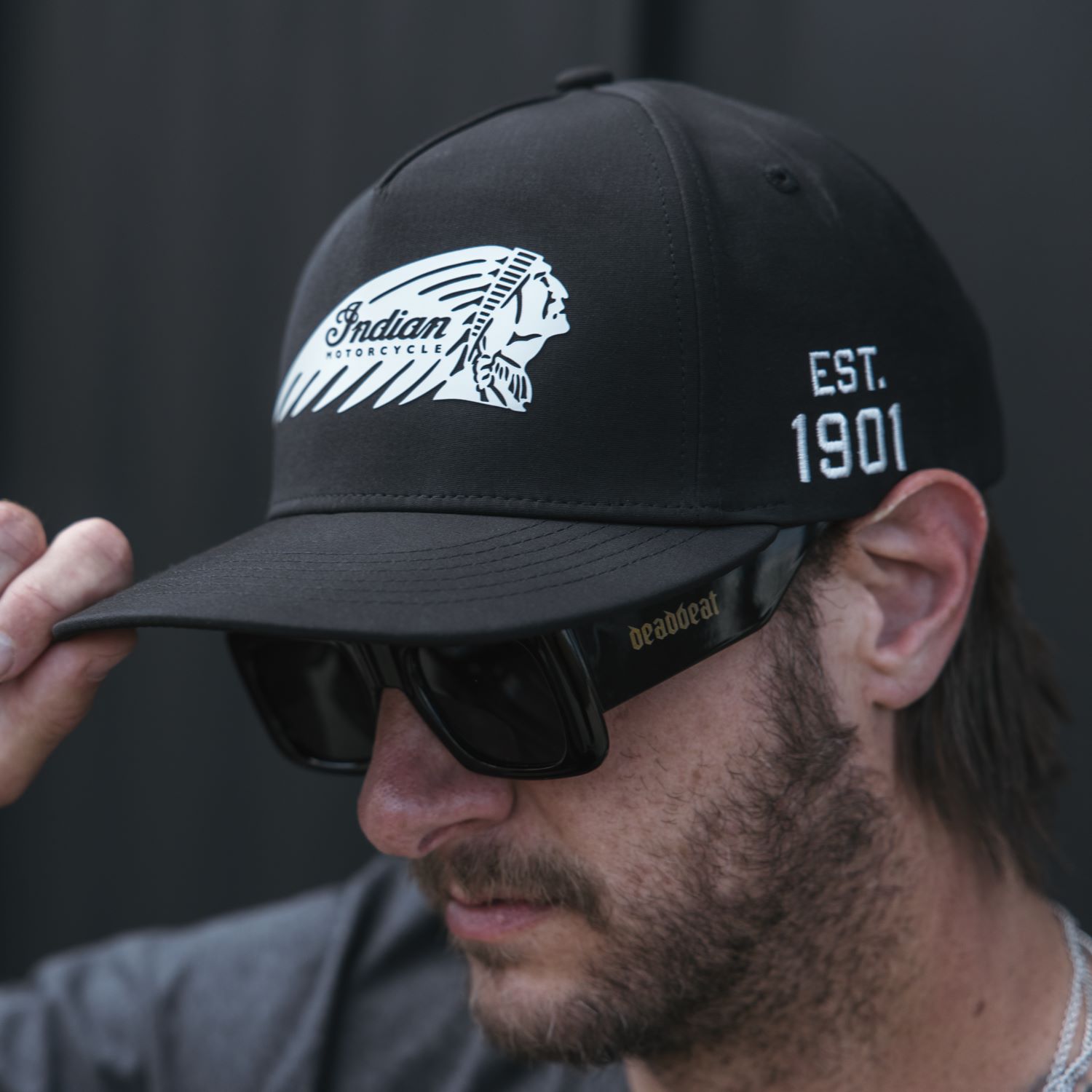 Casquette à visière plate Headdress, Noire | Indian Motorcycle FR-CA
