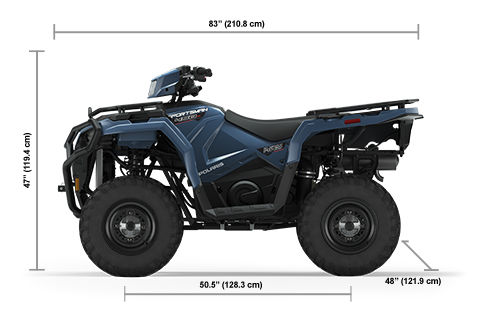 Especificaciones del Sportsman 450 H.O. utilitario en azul cenit