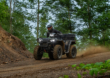 trail riding a polaris sportsman 850 with equipped accessories from the comfort essentials collection