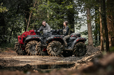 2 riders comfortable sitting on their polaris sportsman high lifters