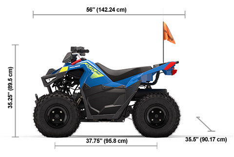 Specs: 2025 Polaris Outlaw 70 EFI Velocity Blue / Lifted Lime
