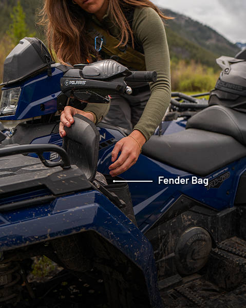 Fender Bag touring accessory installed on a 2025 Polaris Sportsman Touring 570 2-up ATV.