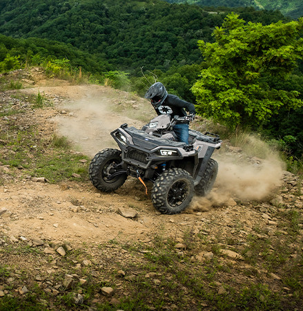 Rider conquering a tight trail with its nimble 48