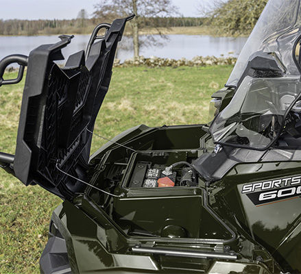 Sealed storage on a 2027 Polaris Sportsman 600 ATV.