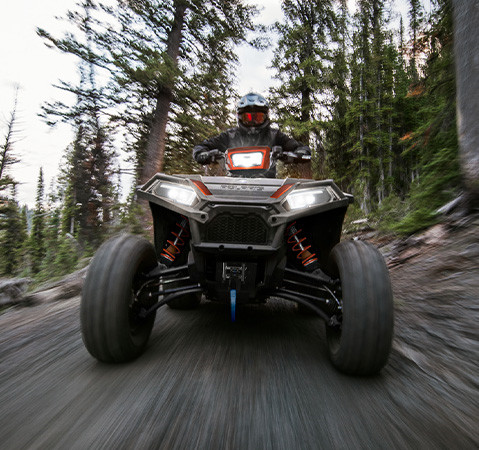 Front end view of a 2027 Polaris Sportsman XP 1000 S ATV showcasing the winch.