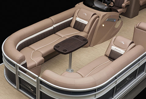 Boater relaxing on Bennington G Model bench seating