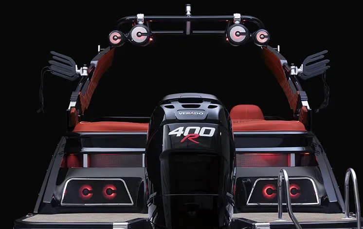engine and tower speakers on a bennington qx sport pontoon boat