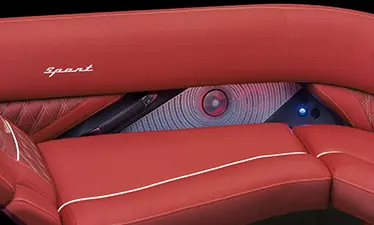 integrated seats and usb ports on a bennington qx sport pontoon boat