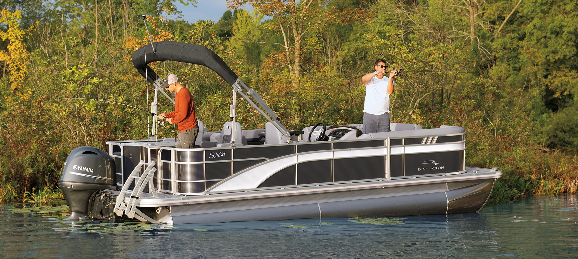 Two fishermen in their Bennington SX