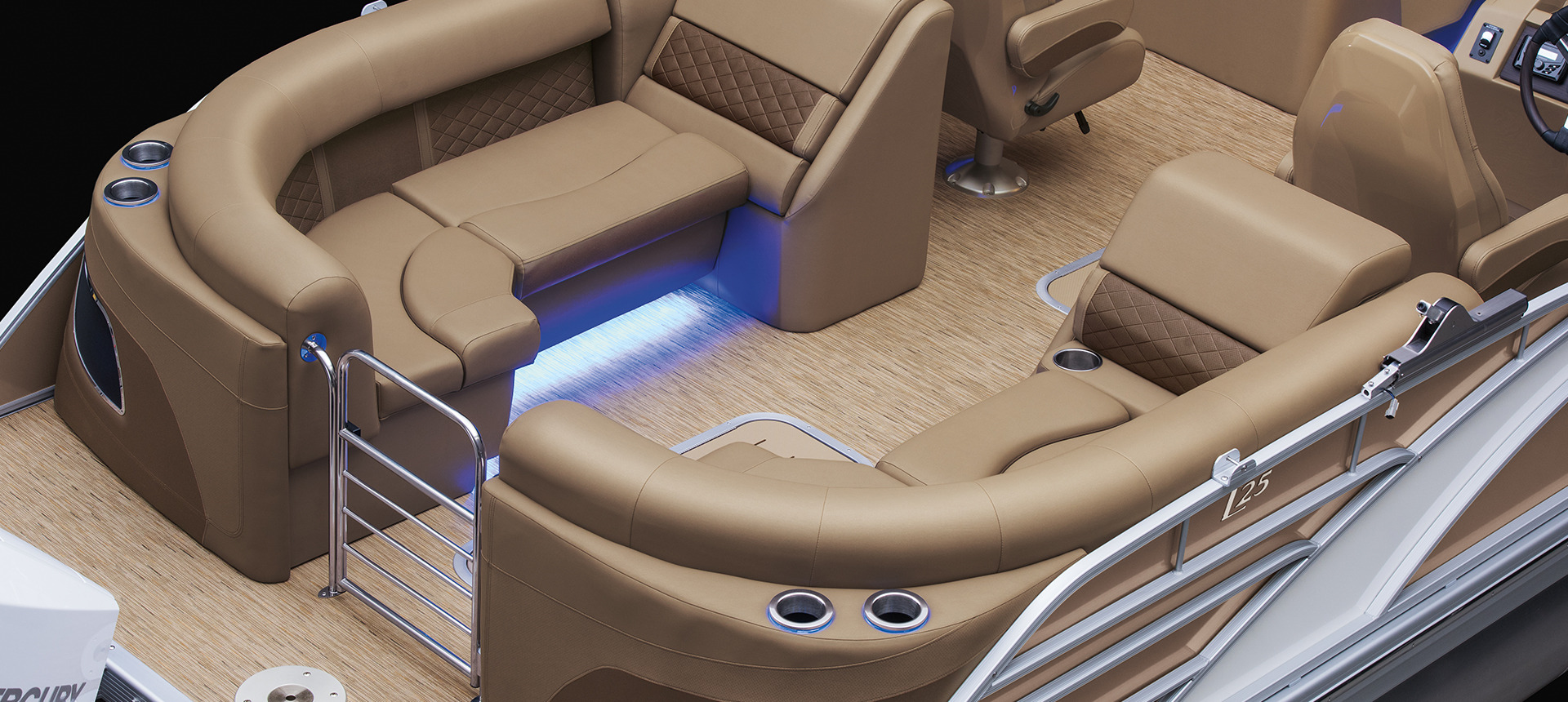 Inside look of a L Bowrider boat