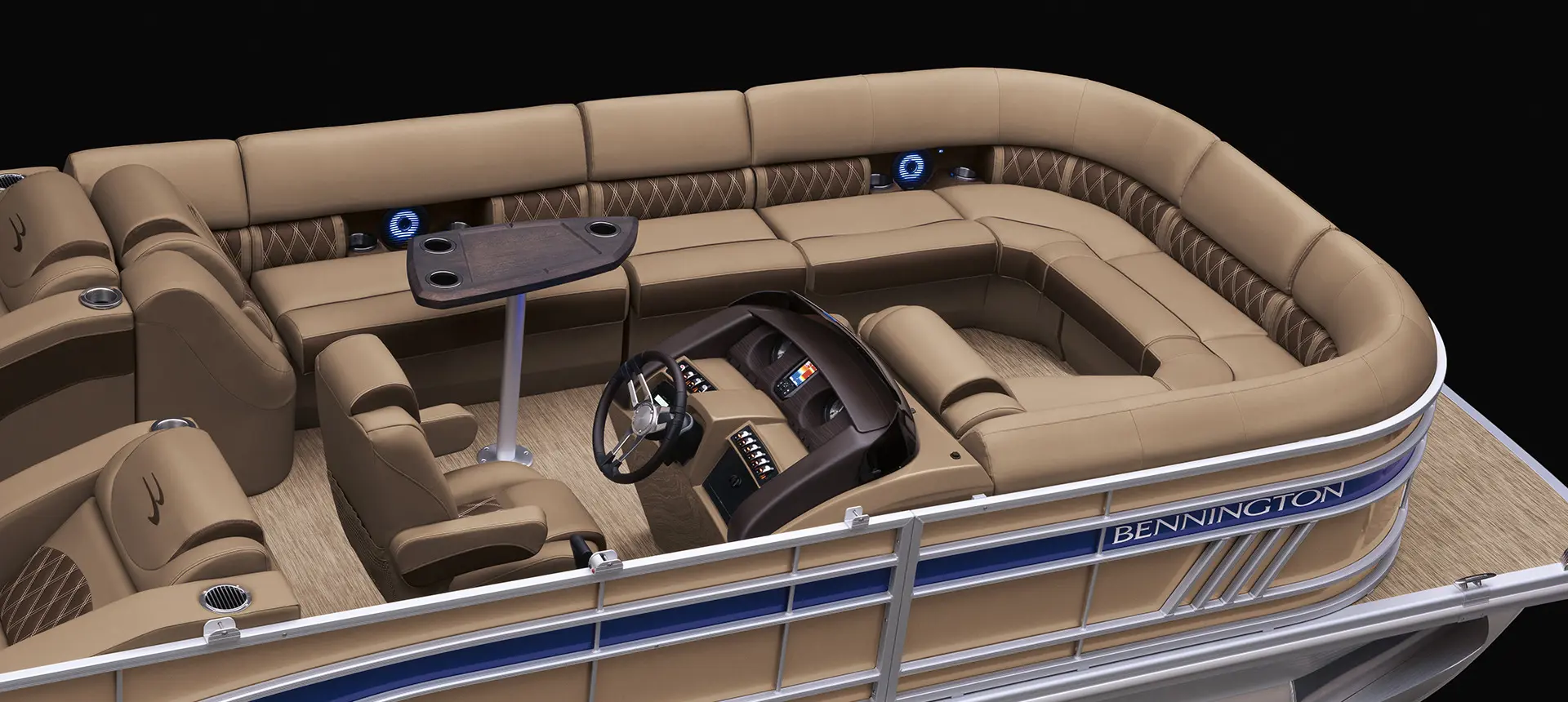 Bennington LX pontoon with stern lounge floor plan