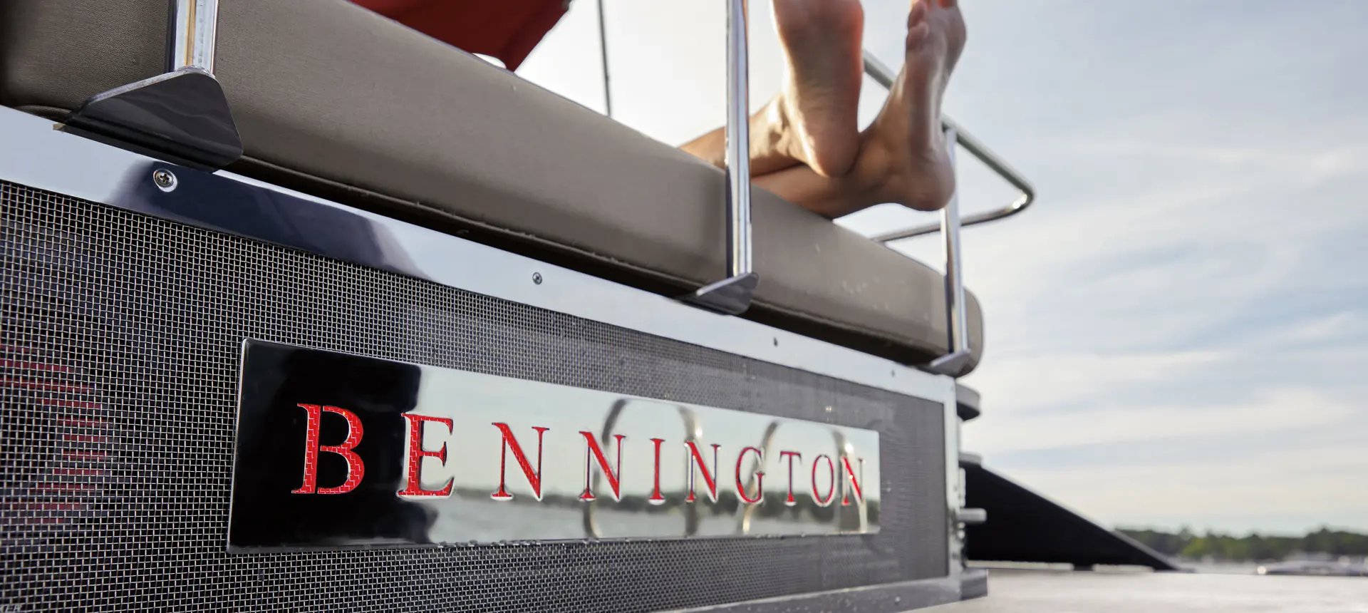 premium audio branding on a Bennington LX pontoon