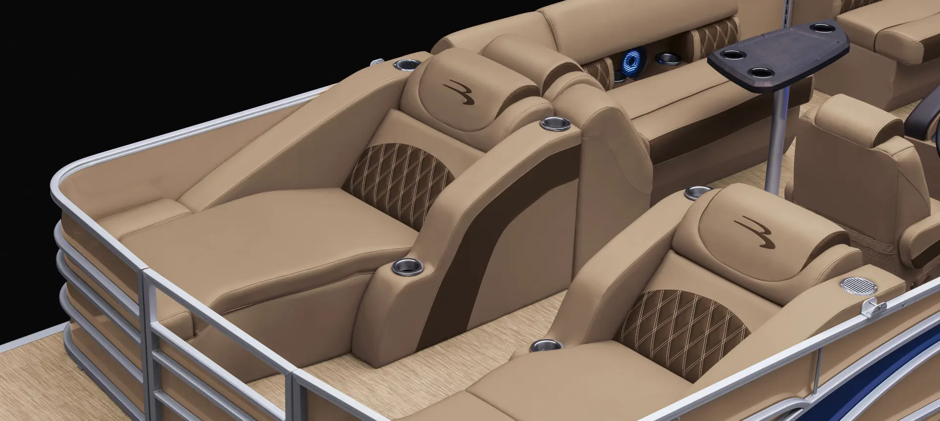 stern lounge seating on a Bennington LX pontoon