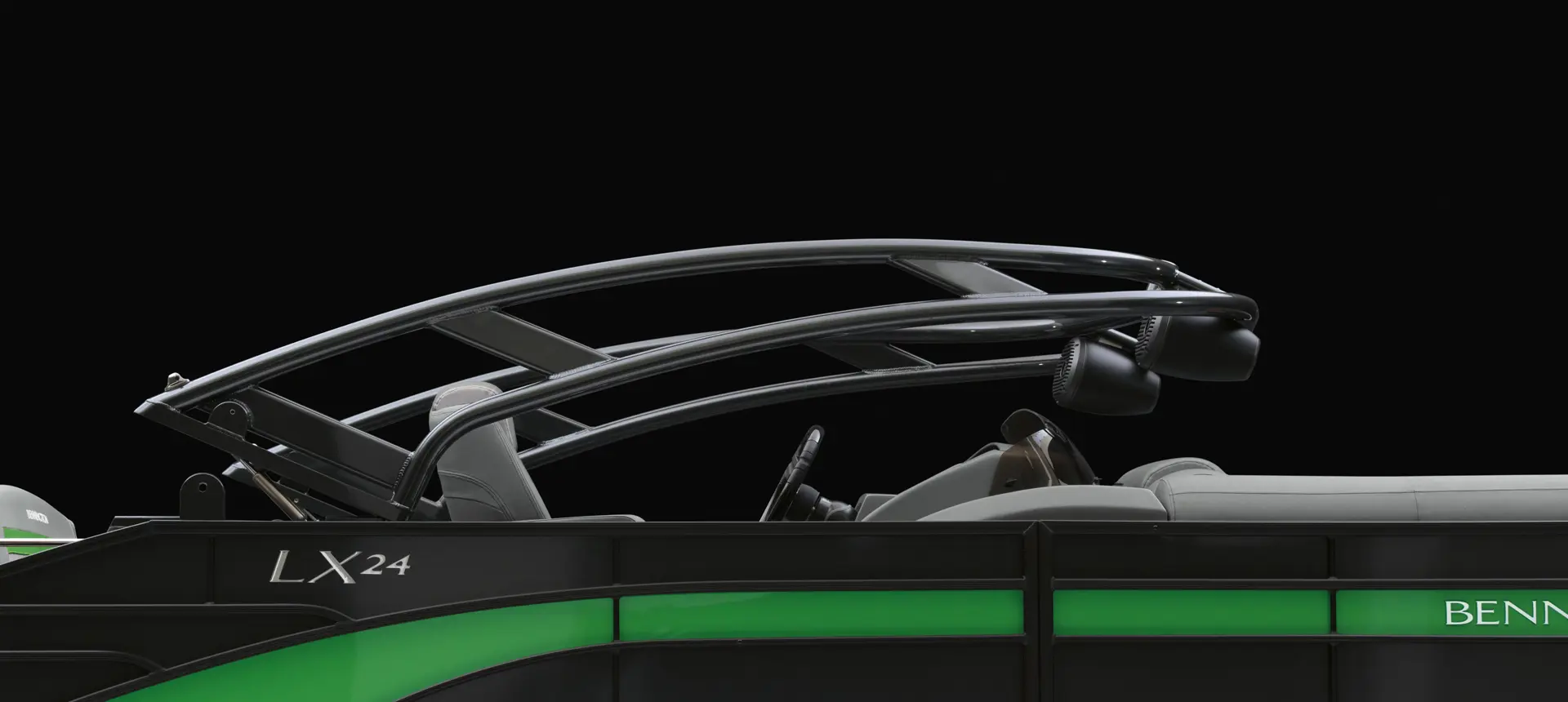 folding sport arch on a Bennington LX pontoon