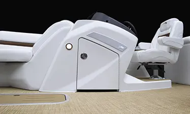 steering console storage options on a Bennington LX pontoon