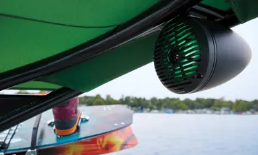 tower speakers on a Bennington LX pontoon