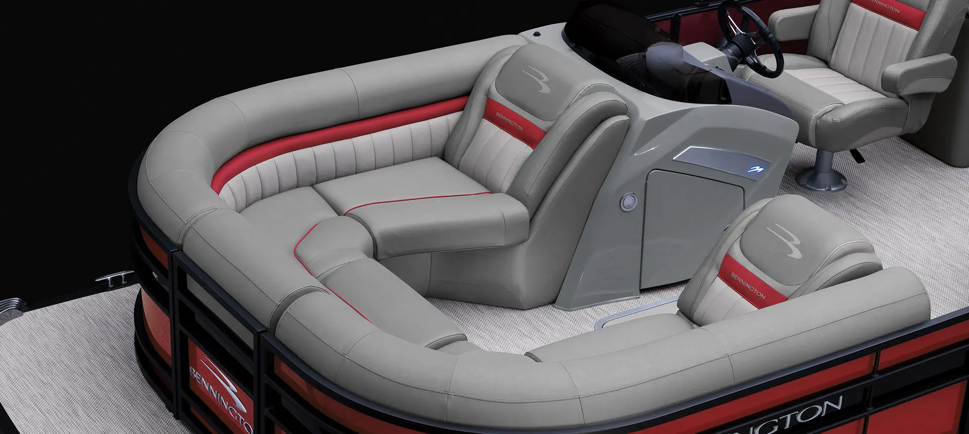 bow bench seating in a bennington lx pontoon boat