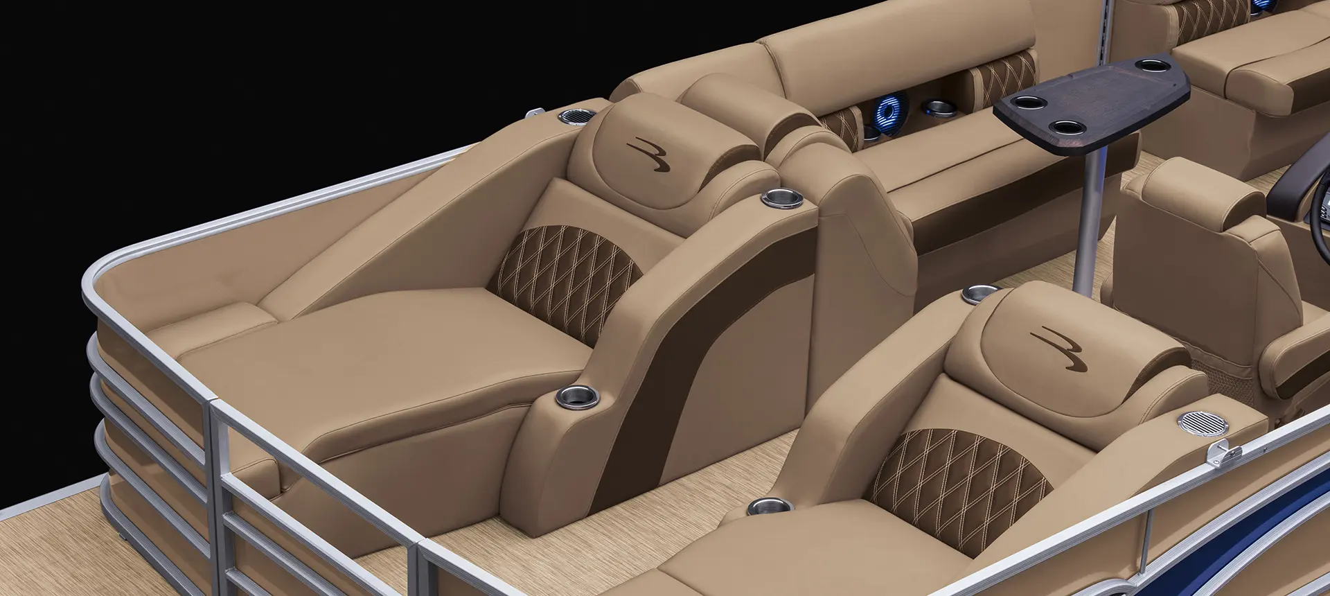 stern lounge seating on a bennington lx pontoon boat