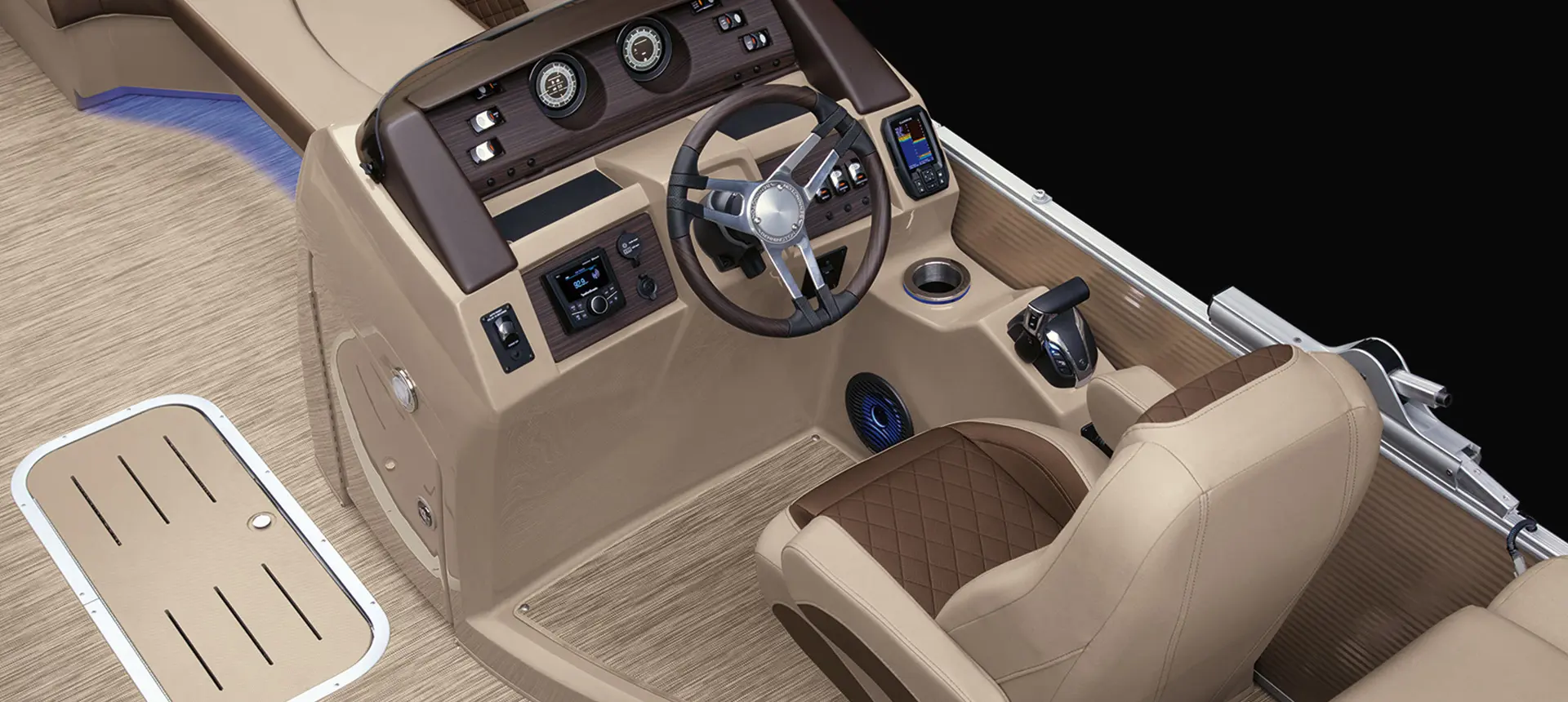 the helm on a bennington l pontoon boat