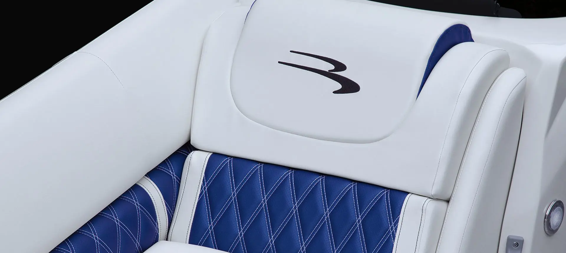 close up of the seat stitching on a bennington lx pontoon boat