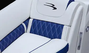 close up of the seat stitching on a bennington lx pontoon boat