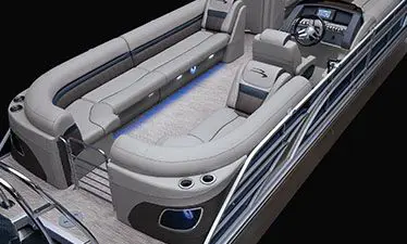 stern seating on a bennington lx pontoon boat with quad bench floor plan