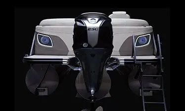 view of the motor and stern on a bennington lx pontoon boat