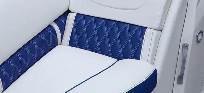close up of the seat stitching on a bennington lx pontoon boat