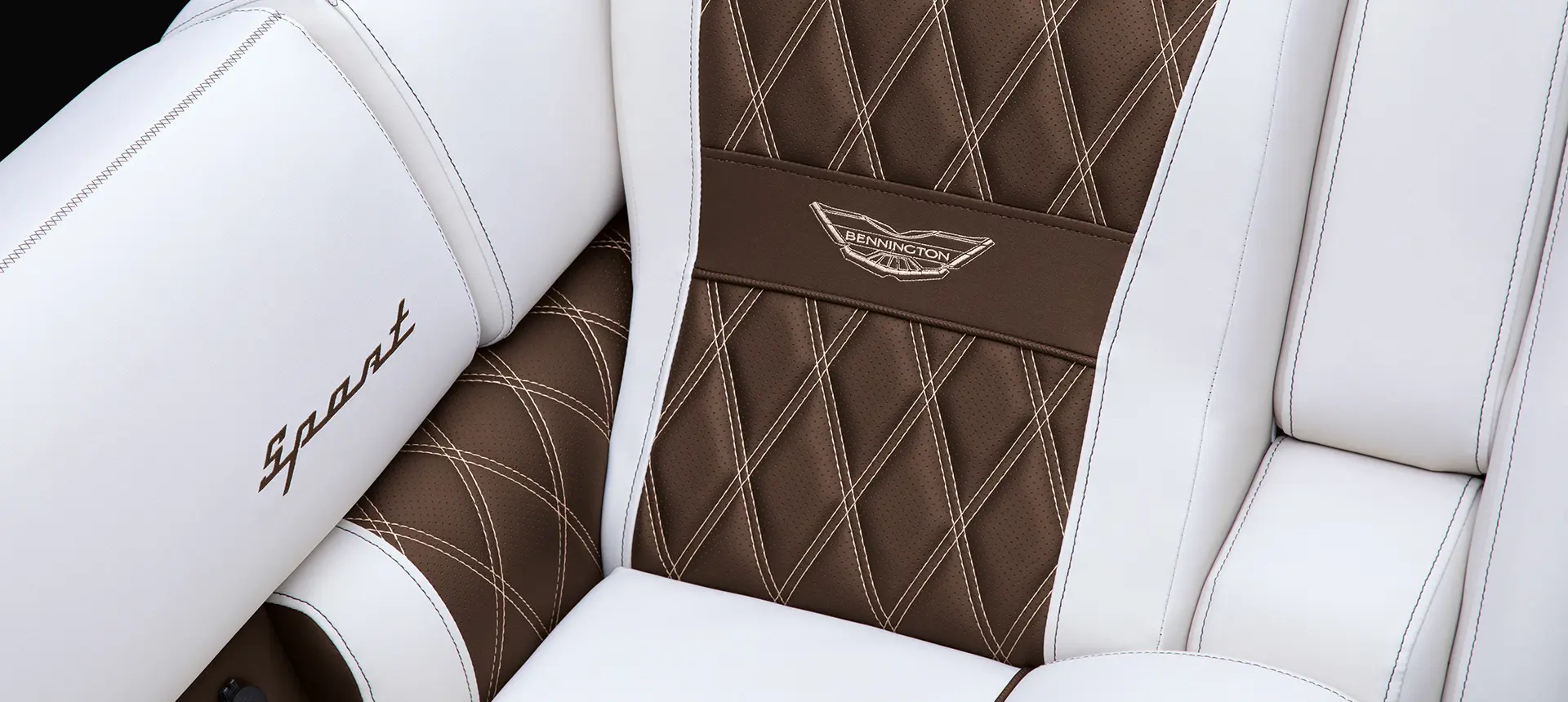 closeup of the seat stitching on a bennington q pontoon boat
