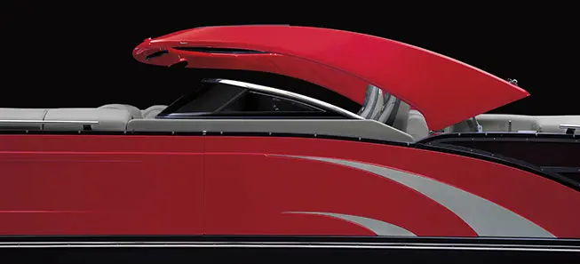 close up of the folding arch on a bennington qx pontoon boat