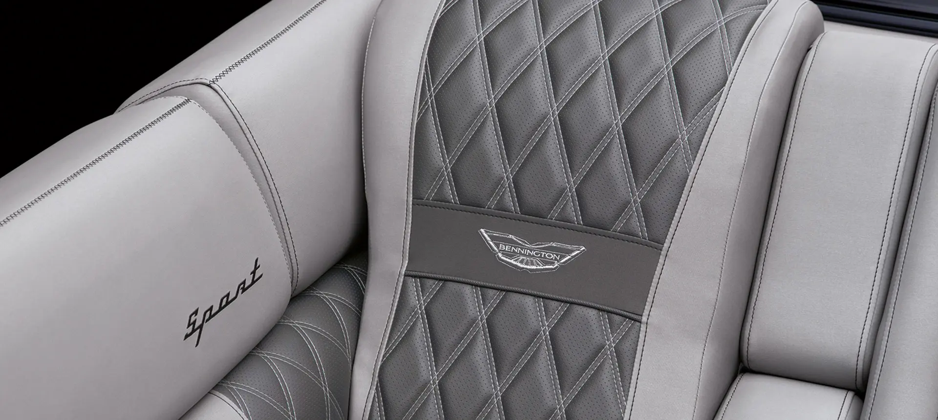 closeup of the seat stitching on a Bennington R pontoon