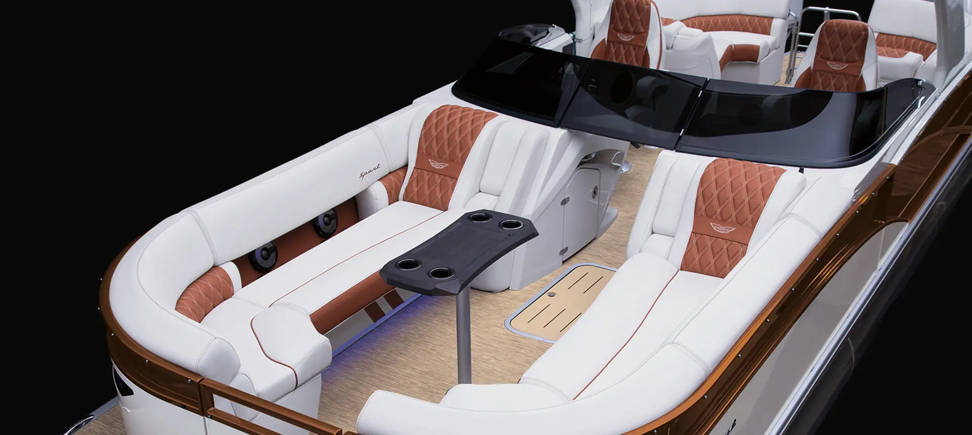 bow seating options on a bennington rx sport pontoon boat with quad bench floor plan