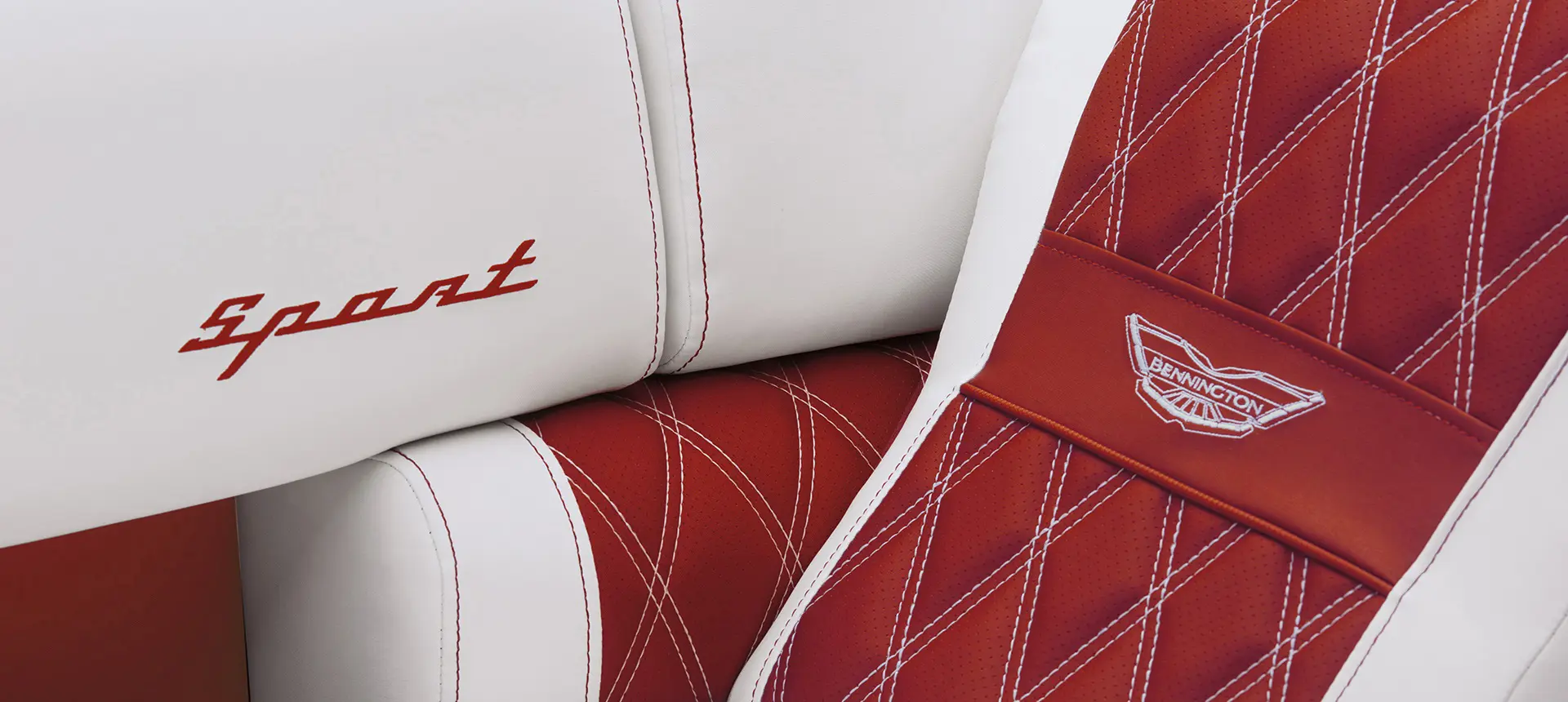 premium stitching on the seats of a bennington rx sport pontoon boat