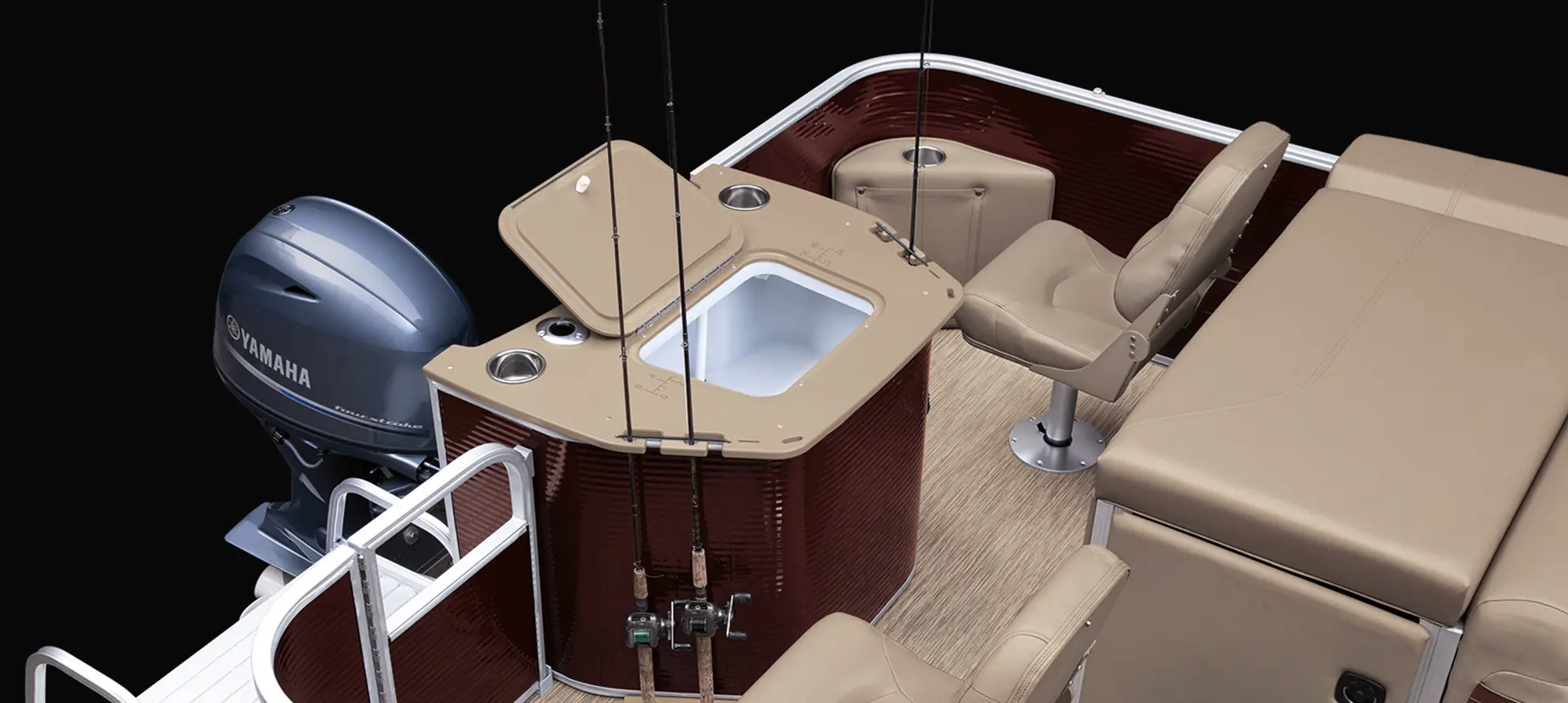 fishing center on the stern of a bennington s pontoon boat
