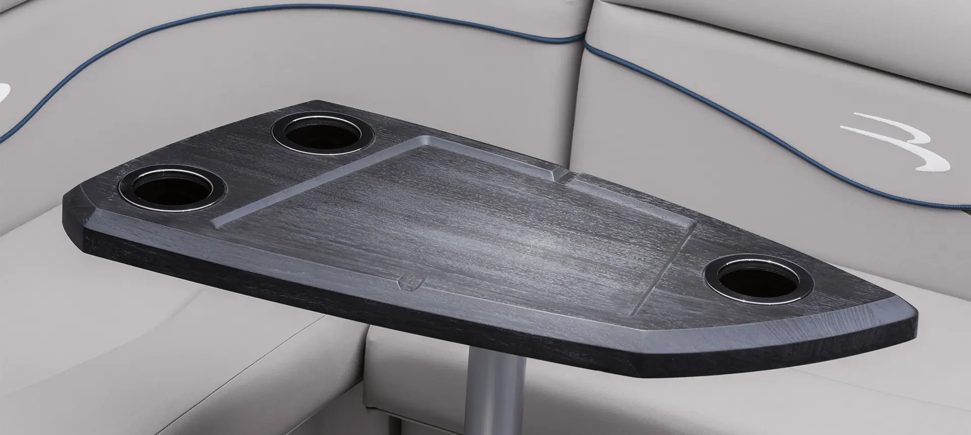 Closeup of a table on a Bennington S pontoon boat