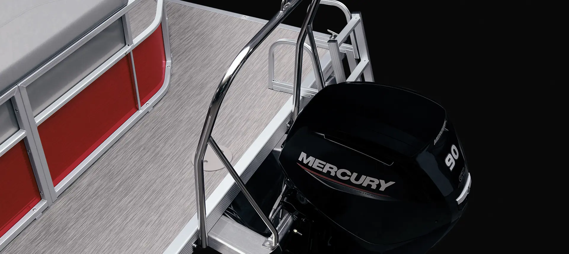 engine and stern ladder on a Bennington SV pontoon boat
