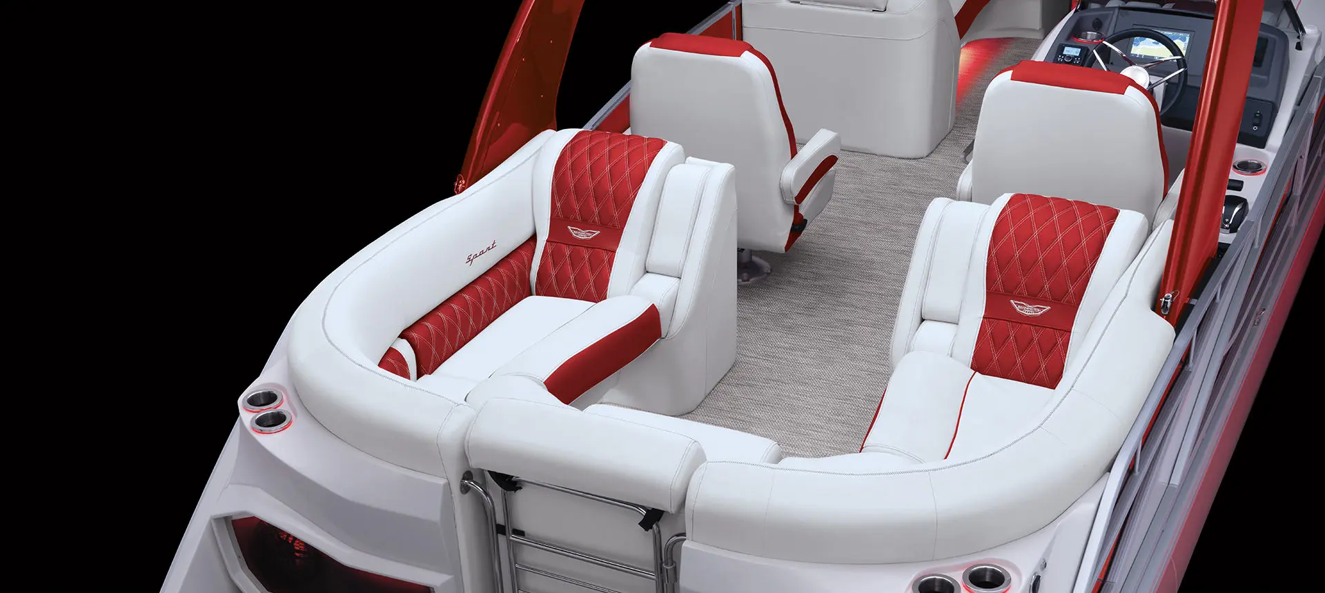 stern seating on a bennington q pontoon boat with quad bench floor plan