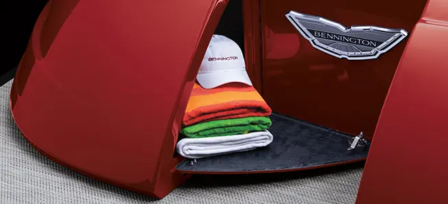 integrated storage on a Bennington QX pontoon boat