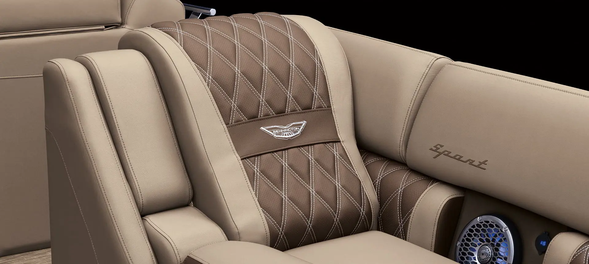 premium seat stitching on a Bennington QX pontoon boat
