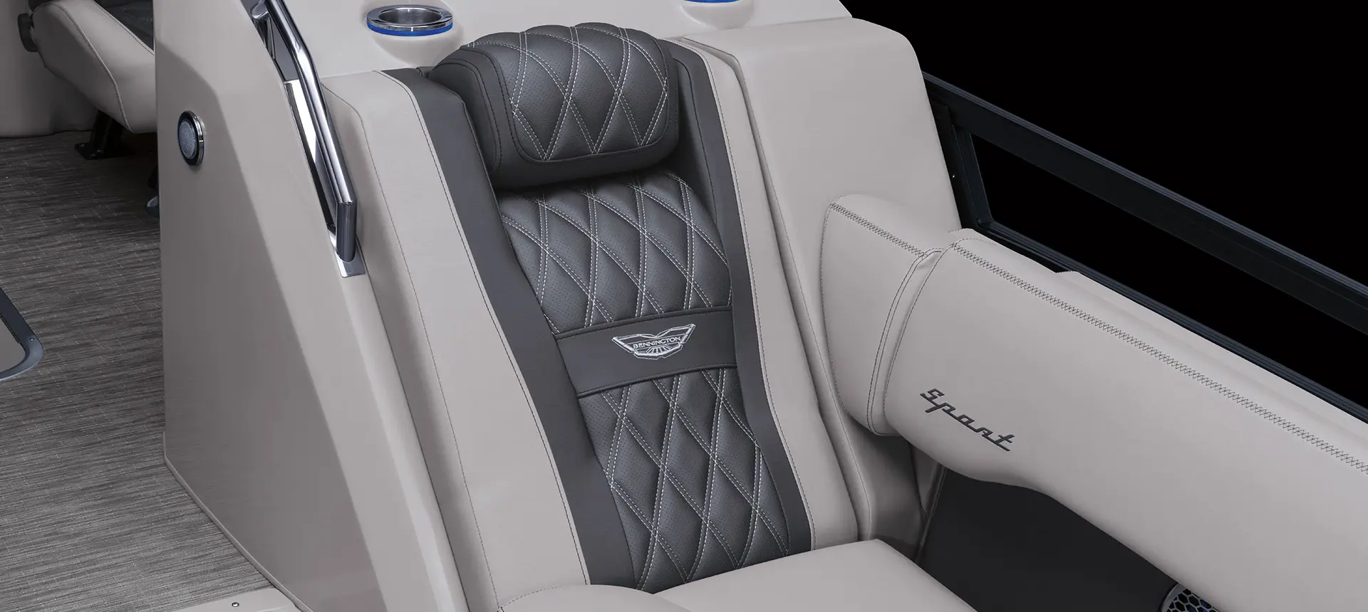 premium stitching on the seat of a Bennington R Bowrider Pontoon Boat