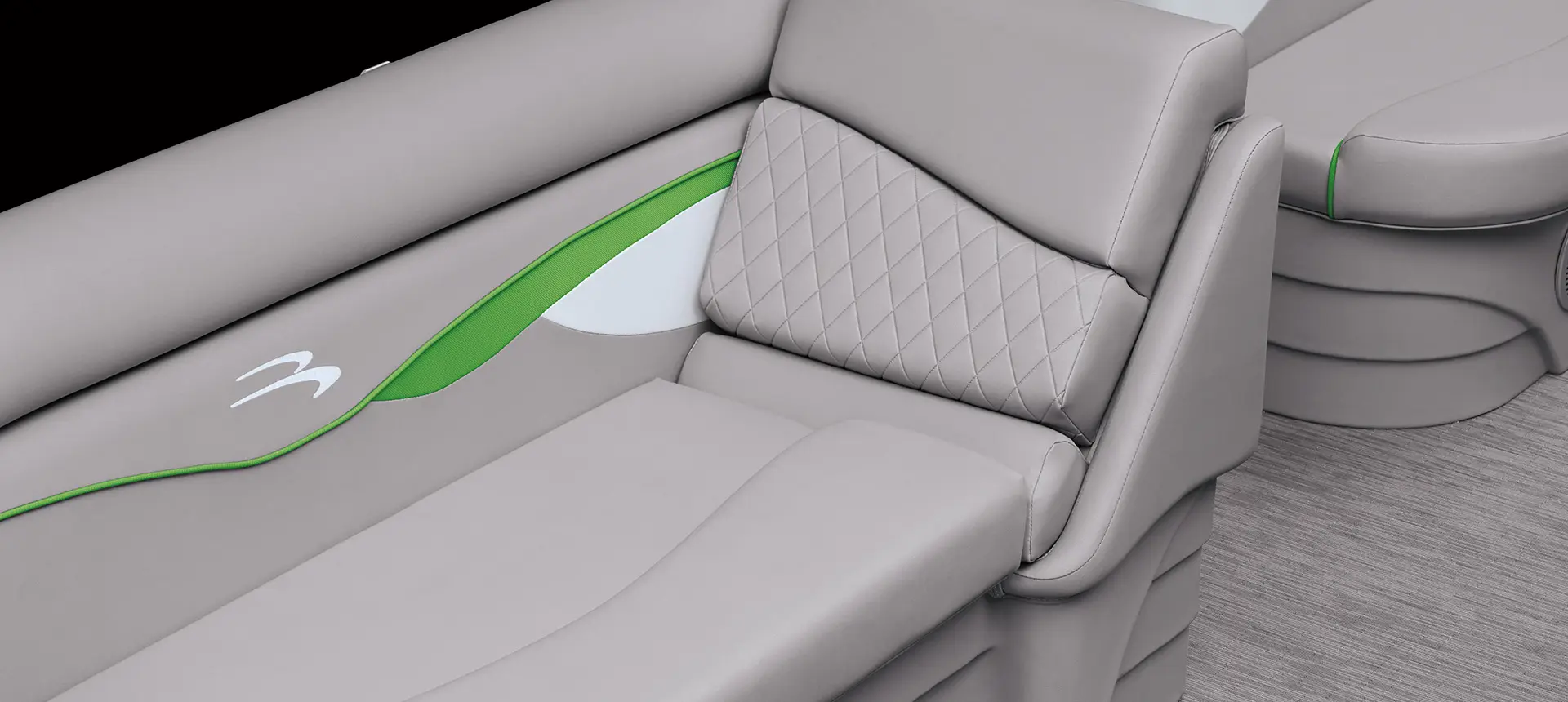 premium seat stitching and accents on a Bennington S pontoon boat