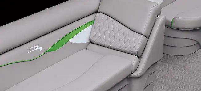 premium seat stitching and accents on a Bennington S pontoon boat