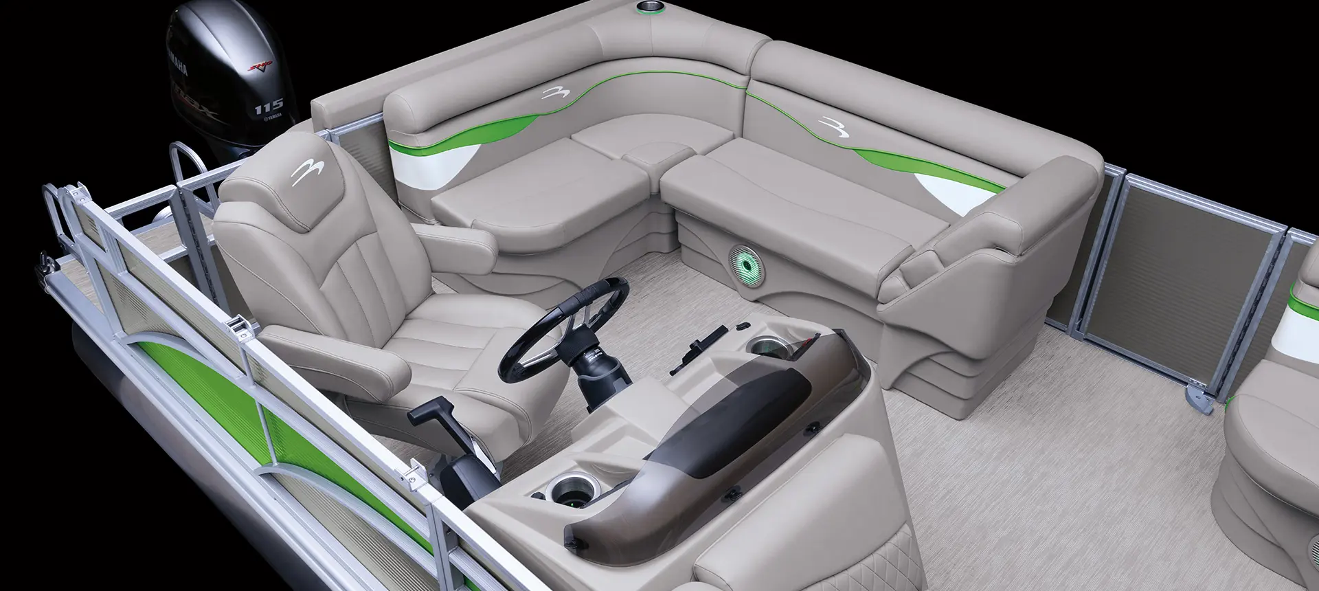 Bennington S pontoon boat with l-bench floor plan