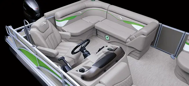 Bennington S pontoon boat with l-bench floor plan
